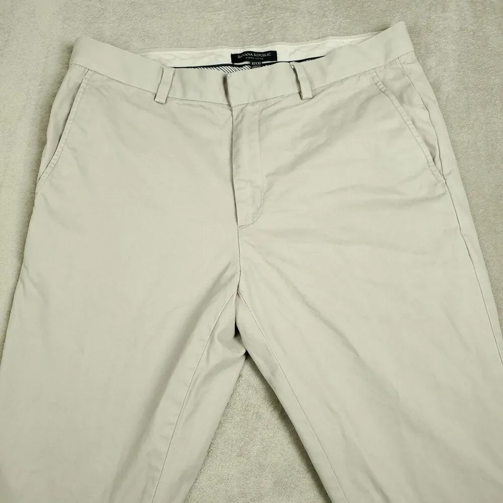 Banana Republic Aiden Chino Pants Mens 32x32 Beige Khaki Regular Fit Casual